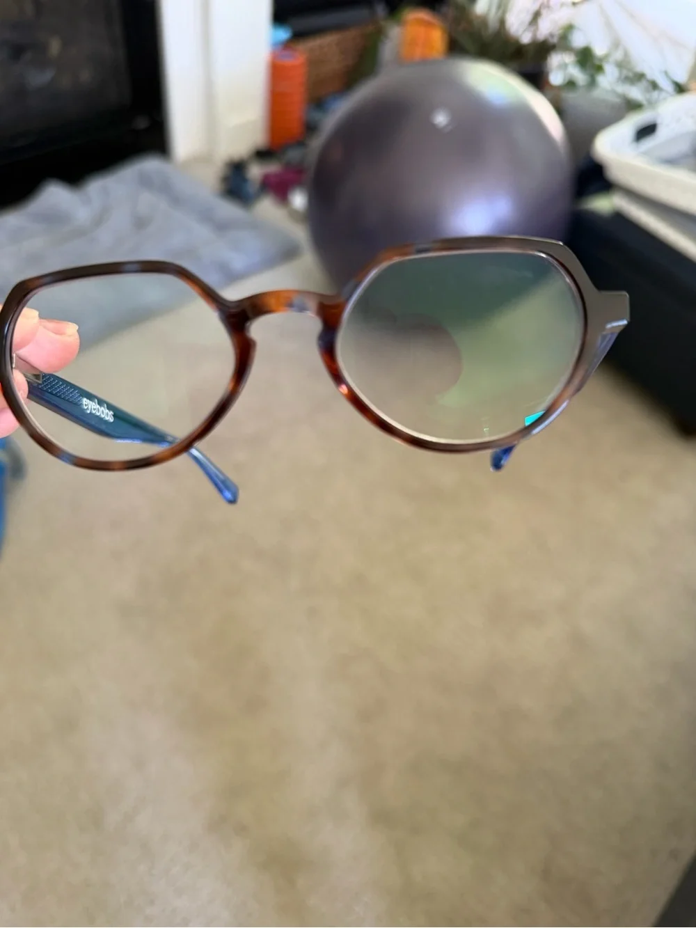 Eye Bobs readers 1.5 Tortoise Glasses with Blue Temples